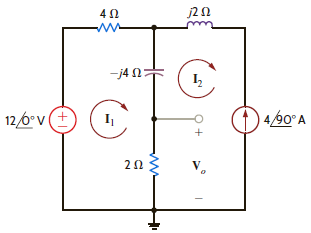 Use mesh analysis to find V o in the circuit shown in Fig. P8.99. Figure P8.99
