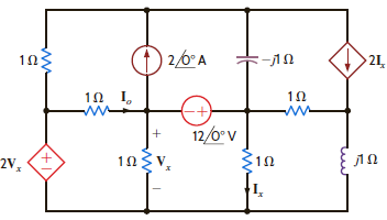 Use both nodal analysis and loop analysis to find I o in the network in Fig. P8.154. Figure P8.154
