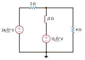 Given the network in Fig. E9.5, determine the total average power absorbed or supplied by each element. Figure E9.5