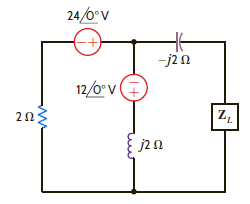 Given the network in Fig. E9.7, find Z L for maximum average power transfer and the maximum average power transferred to the load. Figure E9.7