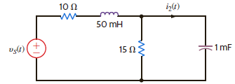 Given v s ( t ) = 100 cos 100 t volts, find the average power supplied by the source and the current i 2 ( t ) in the network in Fig. P9.7. Figure P9.7