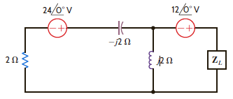 Find Z L for maximum average power transfer and the maximum average power transferred to the load in the network in Fig. E9.8. Figure E9.8