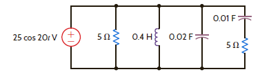 Calculate the power absorbed by each element in the circuit in Fig. P9.10.     Figure P9.10
