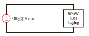 Find the value of capacitance to be connected in parallel with the load in Fig. E9.21 to make the source power factor 0.95 leading, f = 60 Hz. Figure E9.21