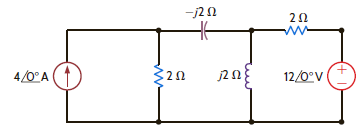 Find the total average power supplied and the average power absorbed by each element in the network in Fig. P9.23. Figure P9.23