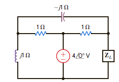 Determine the impedance Z L for maximum average power transfer and the value of the maximum average power transferred to Z L for the circuit shown in Fig. P9.35. Figure P9.35