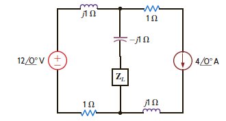 In the network in Fig. P9.36, find Z L for maximum average power transfer and the maximum average power transferred.     Figure P9.36