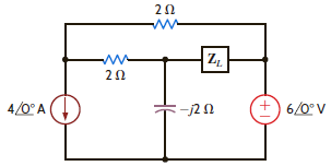 Determine the impedance Z L for maximum average power transfer and the value of the maximum average power absorbed by the load in the network shown in Fig. P9.37. Figure P9.37