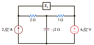 In the network in Fig. P9.43, find Z L for maximum average power transfer and the maximum average power transferred. Figure P9.43