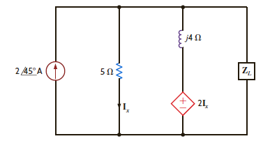 Find the value of Z L in the circuit in Fig. P9.46 for maximum average power transfer.     Figure P9.46