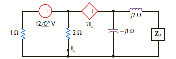 Determine the impedance Z L for maximum average power transfer and the value of the maximum average power absorbed by the load in the network shown in Fig. P9.47. Figure P9.47