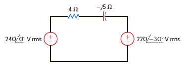Find the real and reactive power absorbed by each element in the circuit in Fig. P9.80. Figure P9.80