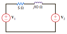 In the circuit in Fig. P9.81, the complex power supplied by source S 1 is 2000 30° VA. If V 1 = 200 10° V rms, find V 2. Figure P9.81
