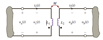 Given the network in Fig. P10.1, (a) write the equations for v a ( t ) and v b ( t ). (b) write the equations for v c ( t ) and v d ( t ). Figure P10.1