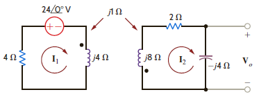 Find the currents I 1 and I 2 and the output voltage V o in the network in Fig. E10.2. Figure E10.2