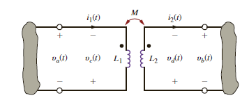 Given the network in Fig. P10.4, (a) write the equations for v a ( t ) and v b ( t ). (b) write the equations for v c ( t ) and v d ( t ). Figure P10.4