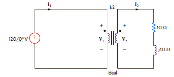 What is the current I 2 in the circuit shown in Fig. 10PFE-5 a. 16.97 45° A b. 10.54 30° A c. 12.02 15° A d. 8.25 45° A Figure 10PFE-5