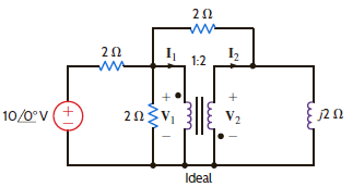 Determine I 1 , I 2 , V 1 , and V 2 in the network in Fig. E10.17. Figure E10.17