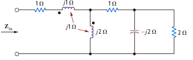 Determine the input impedance Z in of the circuit in Fig. P10.32. Figure P10.32