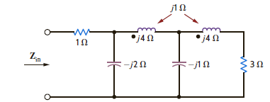 Determine the input impedance Z in in the network in Fig. P10.36. Figure P10.36