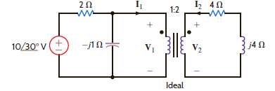 Determine I 1 , I 2 , V 1 , and V 2 in the network in Fig. P10.47. Figure P10.47