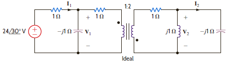 Determine I 1, I 2 , V 1 and V 2 in the network in Fig. P10.49. Figure P10.49