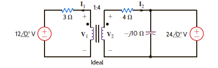 Determine I 1, I 2 , V 1 and V 2 in the network in Fig. P10.50. Figure P10.50