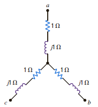 Find the equivalent impedances Z ab , Z bc , and Z ca in the network in Fig. P11.9.     Figure P11.9