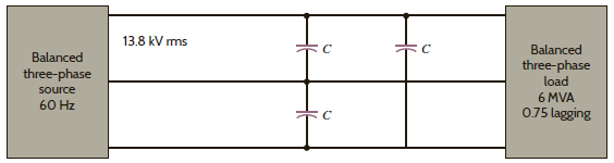 Find C in Fig. E11.16 such that the power factor of the source is 0.98 lagging. Figure E11.16