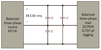 Find C in the network in Fig. P11.92 such that the total load has a power factor of 0.87 leading. Figure P11.92