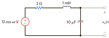 Determine the voltage V 0 at resonance in the circuit in Fig. 12PFE-1. a. 60 90° V b. 35 60° V c. 40 60° V d. 30 45° V Figure 12PFE-1