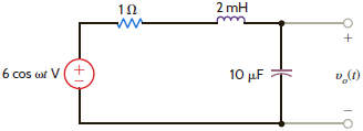 Given the network in Fig. P12.46, find 0 , Q, max , and | V 0 | max. Figure P12.46