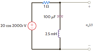 Given the circuit in Fig. P12.57, determine the Q of the network and calculate the phasor voltage V 0 as well as the voltage across each element in the network. Figure P12.57