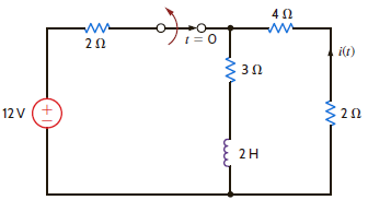 The switch in the circuit in Fig. P13.62 opens at t = 0. Find i ( t ) for t 0 using Laplace transforms.     Figure P13.62