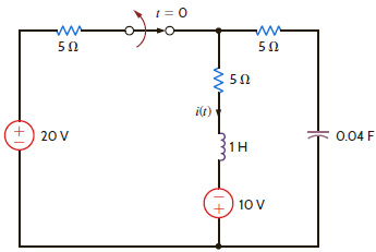 The switch in the circuit in Fig. P13.65 has been closed for a long time and is opened at t = 0. Find i ( t ) for t 0 using Laplace transforms. Figure P13.65