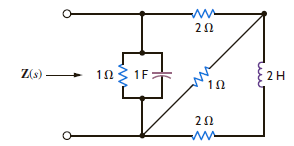 Find the input impedance Z ( s ) of the network in Fig. P14.2. Figure P14.2