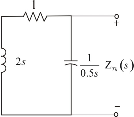 Refer to Figure E14.2 in the textbook. The Laplace transformed circuit is, Figure 1 The output voltage is the voltage across the resistance. The Thevenin's equivalent for the circuit can be calculated by removing the resistance. The resulting circuit is, Figure 2 From Figure 2 the current in the first loop is, Apply Kirchhoff's Voltage Law to loop 2. The Thevenin's equivalent voltage can be calculated as, The Thevenin equivalent resistance is calculated by replacing the sources in the network with their internal impedances. Figure 3 The equivalent impedance is, The Thevenin equivalent circuit is, Figure 4 Apply voltage division rule at output. Simplify the quadratic equation ' 'we get, The equation is, Express in a partial fraction expansion. The value of is, The value of is, The partial fraction expansion of is then Apply inverse Laplace transform. Thus, the value of the output voltage is, .