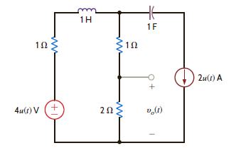 Use nodal analysis to find v o ( t ), t 0, in the network in Fig. P14.10.     Figure P14.10