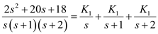 Refer to Figure P14.11 in the textbook. Convert elements into s-domain: Draw the circuit diagram in s-domain. Write the following equations using Figure 1. Apply nodal analysis at node . Substitute and expressions. Resolve into partial fractions. Determine the value of . Determine the value of . Determine the value of . The partial fraction expansion of is, Apply inverse Laplace transform. Therefore, the output voltage is .