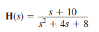 The transfer function for a network is Determine the pole-zero plot of H ( s ), the type of damping exhibited by the network, and the unit step response of the network. Figure E14.13