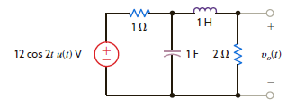 Determine the steady-state voltage v oss ( t ) in the network in Fig. E14.14 for t 0 if the initial conditions in the network are zero. Figure E14.14
