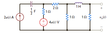 For the network shown in Fig. P14.18, find v o ( t ), t 0, using mesh equations. Figure P14.18