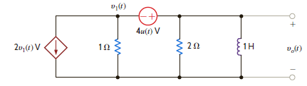 Use mesh analysis to find v o ( t ) for t 0 in the network in Fig. P14.24. Figure P14.24