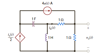 Use mesh analysis to find v o ( t ) , t 0, in the network in Fig. P14.25. Figure P14.25