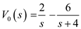 Refer to Figure P14.16 in the textbook. The Laplace transformed circuit is, Figure 1 From Figure 1, Apply Kirchhoff's Voltage Law to second mesh. The output voltage is expressed as, Resolve into partial fractions. The value of is, The value of is, The partial fraction expansion is, Apply inverse Laplace transform. Therefore, the output voltage is .