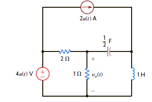 Find v o ( t ), t 0, in the network in Fig. P14.37 using Thévenin's theorem. Figure P14.37