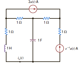Use Thévenin's theorem to determine i o ( t ), t 0, in the circuit shown in Fig. P14.39. Figure P14.39