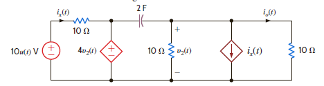 Use Thévenin's theorem to find i o ( t ), t 0, in the network shown in Fig. P14.43. Figure P14.43