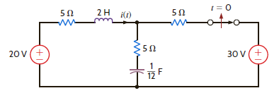 Find i ( t ), t 0, in the network shown in Fig. P14.53.     Figure P14.53