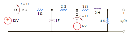 Find v o ( t ), t 0, in the network shown in Fig. P14.56.     Figure P14.56